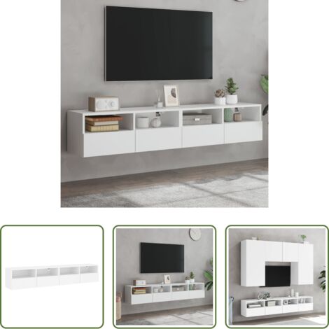 Mobili TV -  Mobili TV a Parete 2pz Bianchi 80x30x30 cm in Legno Multistrato