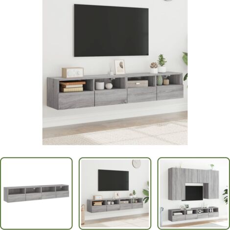 Mobili TV -  Mobili TV Parete 2pz Grigio Sonoma 80x30x30cm Legno Multistrato