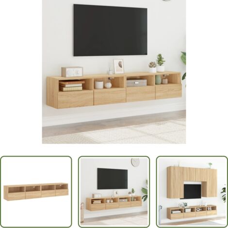 Mobili TV -  Mobili TV Parete 2pz Rovere Sonoma 80x30x30cm Legno Multistrato