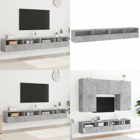 Mobili TV Muro 2pz Grigio Cemento 100x30x30cm Legno Multistrato - Armadio tv - Armadio a parete
