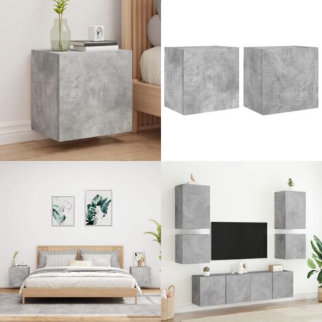 Mobili TV Muro 2pz Grigio Cemento 40,5x30x40 Legno Multistrato - Armadi TV a parete - Armadi per TV
