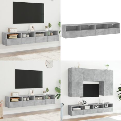 Mobili TV Muro 2pz Grigio Cemento 80x30x30 cm Legno Multistrato - Armadi tv - Armadi a parete