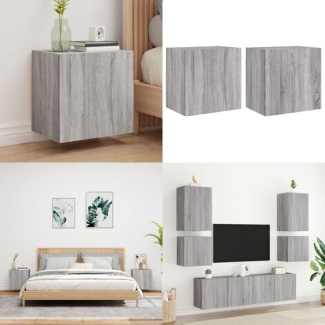 Mobili TV Muro 2pz Grigio Sonoma 40,5x30x40cm Legno Multistrato - Armadi TV a parete - Armadi TV