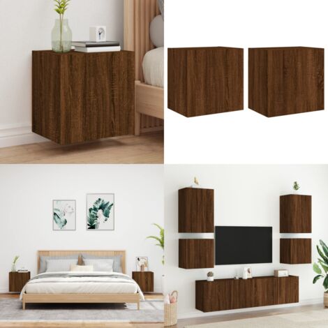 Mobili TV Muro 2pz Rovere Marrone 40,5x30x40 Legno Multistrato - Armadi tv a parete - Armadi tv muro