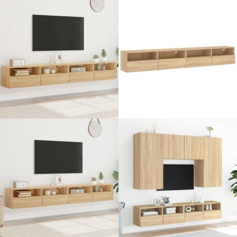 Mobili TV Muro 2pz Rovere Sonoma 100x30x30 cm Legno Multistrato - Mobili TV - Armadi TV