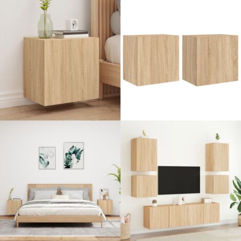 Mobili TV Muro 2pz Rovere Sonoma 40,5x30x40cm Legno Multistrato - Mobile TV - Armadio TV