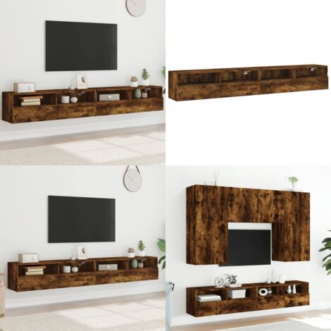 Mobili TV Parete 2pz Rovere Fumo 100x30x30 cm Legno Multistrato - Mobili TV - Armadi TV