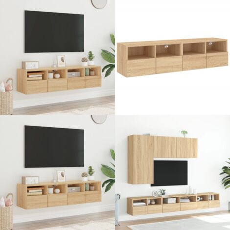 Mobili TV Parete 2pz Rovere Sonoma 60x30x30cm Legno Multistrato - Armadio TV - Mobili TV