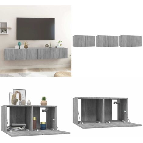 Mobili TV Pensili Grigio Sonoma 3 pz 60x30x30 Legno Multistrato - Mobili TV in legno - Mobili TV in legno multistrato