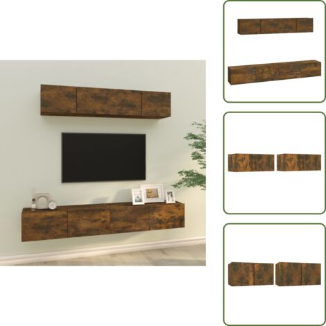 Mobili TV Rovere Fumo - vidaXL Set di Mobili Porta TV 4 pz Rovere Fumo in Legno Multistrato -
