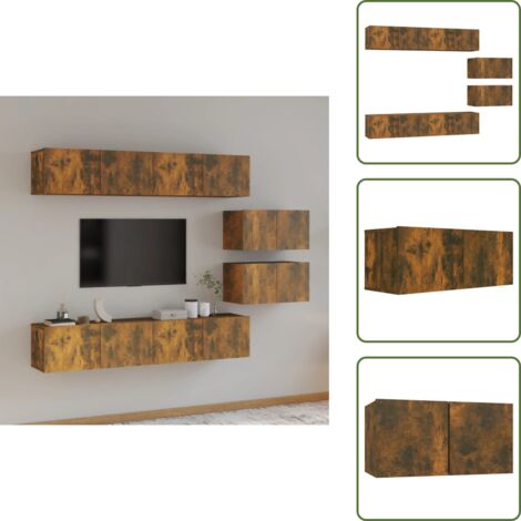 Mobili TV Rovere Fumo - vidaXL Set di Mobili Porta TV 6 pz Rovere Fumo in Legno Multistrato - Mobili TV per soggiorno