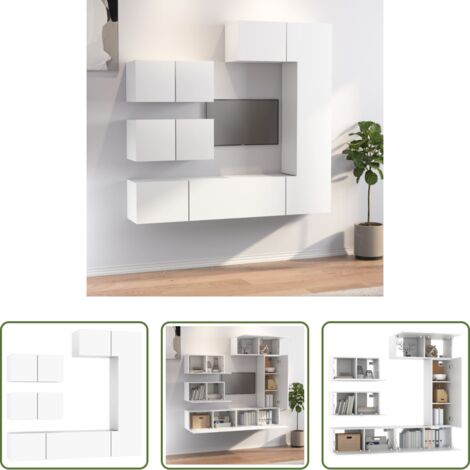 Mobili TV -  Set di Mobili Porta TV 6 pz Bianco in Legno Multistrato