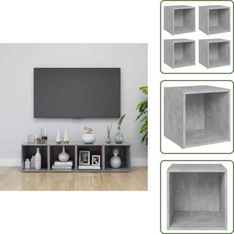 Mobili TV - vidaXL Mobili Porta TV 4pz Grigio Cemento 37x35x37cm Legno Multistrato - Armadi da soggiorno