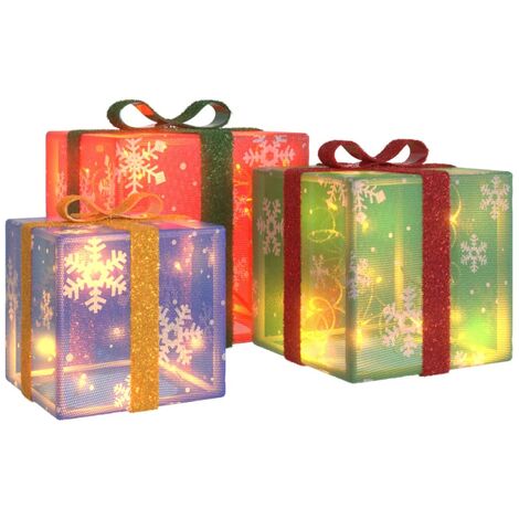 SET 3 SCATOLE REGALO LUMINOSE LUCE BIANCA CALDA DA INTERNO DCFC27