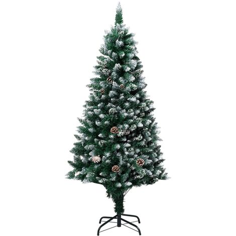 SHareconn 180 cm Albero di Natale con luci incorporate artificiale, con luci  bianche calde e multicolori, 1627 rami di fiocchi di neve e pigne e bacche  rosse, decorazione perfetta per Natale 