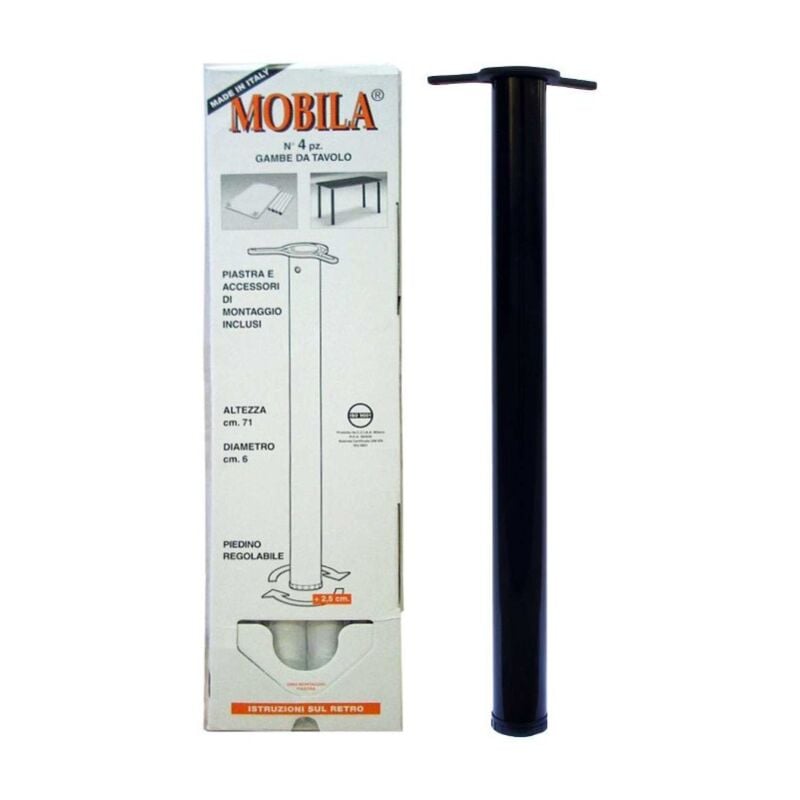Set gambe tavolo nere 60x710 pezzi 4 - masidef