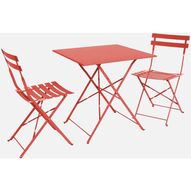 

Mobiliario de jardín bistro plegable - Emilia - Mesa cuadrada 70x70cm con dos sillas plegables, acero con recubrimiento en polvo - Terra Cotta