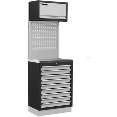 Mobiliario de taller modular con encimera acero inox armario comoda Fervi A008R