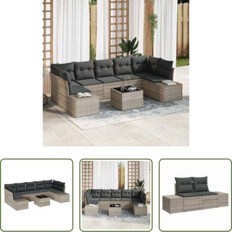 Mobiliario exterior -  Conjunto de sofá de jardín 8 pcs Gris Claro y Gris Oscuro