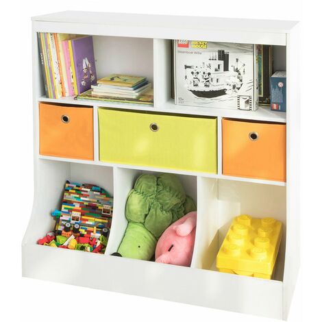 60 x 61,5 x 28,5 cm Multi-Color Librer/ía Infantil MDF+Poli/éster Mueble de almacenaje de Juguetes Relaxdays