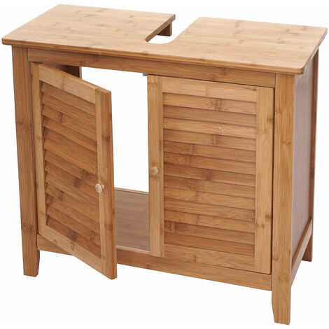 Mobilie sottolavabo per bagno con 2 ante in legno di Bambù color Noce