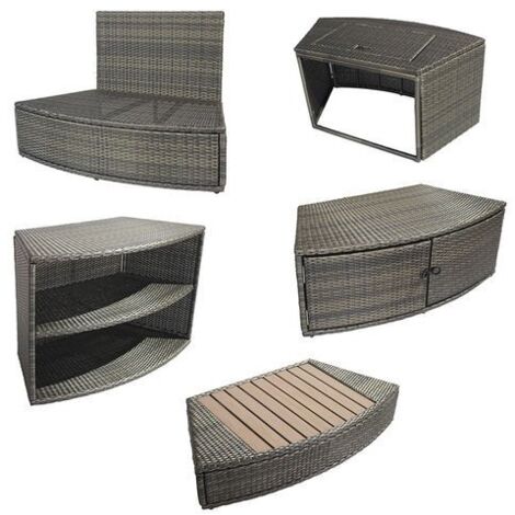 Mobilier 5 modules pour spa gonflable semi-rigide – Design en PVC tressé – Structure aluminium anti-rouille – Compatible Netspa Octopus