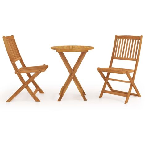 Mobilier à d ner de jardin pliable 3 pcs Bois d'acacia solide(102-numéroter Versailles