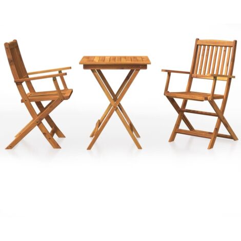 Mobilier à d ner de jardin pliable 3 pcs Bois d'acacia solide(103-numéroter Versailles