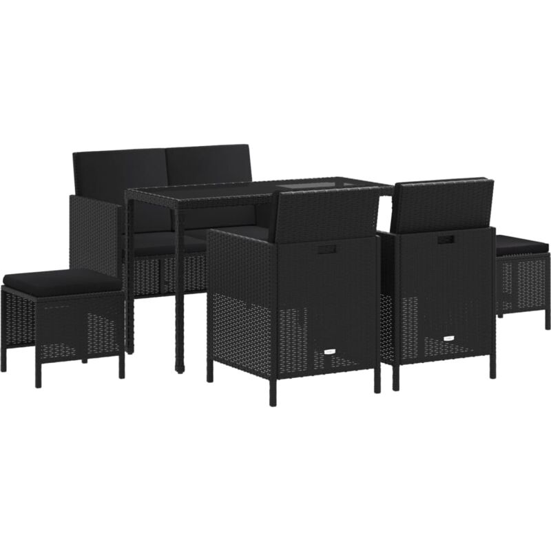Vidaxl - Ensemble à manger de jardin coussins 6pcs noir résine tressée
