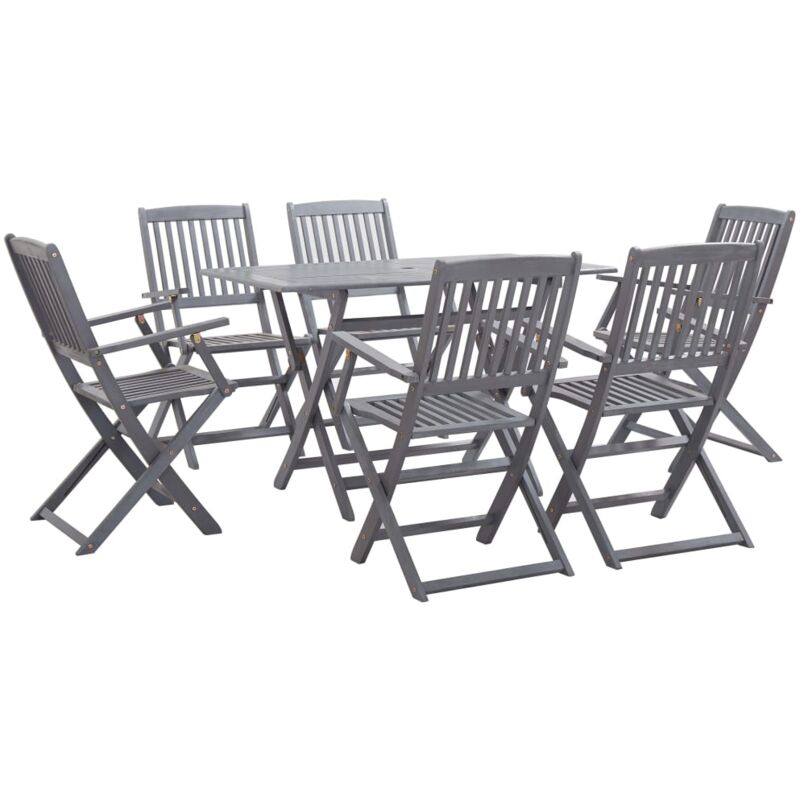 Mobilier à dîner de jardin 7 pcs Bois d'acacia massif Gris Mobilier à dîner de jardin 7 pcs Bois d'acacia massif Gris