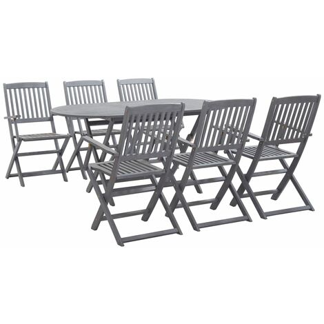 Mobilier à dîner de jardin 7 pcs Bois d'acacia massif Gris Mobilier à dîner de jardin 7 pcs Bois d'acacia massif Gris