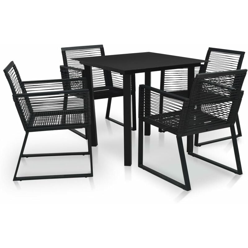 Mobilier à dîner d'extérieur 5 pcs Rotin PVC Noir