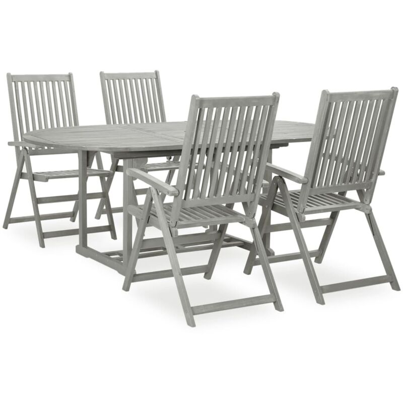 Vidaxl - Ensemble à manger de jardin 5 pcs Bois d'acacia massif Gris