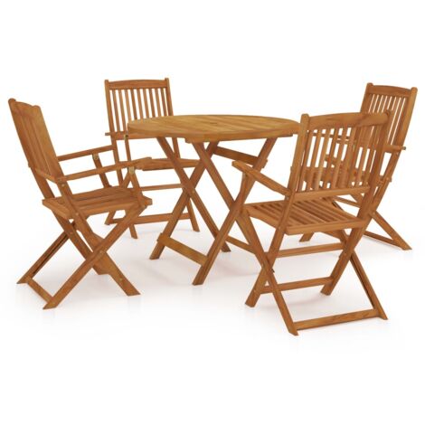 5 pcs Meuble de Jardin Bois d'Acacia Pliable Rond/Carré d'Extérieur vidaXL
