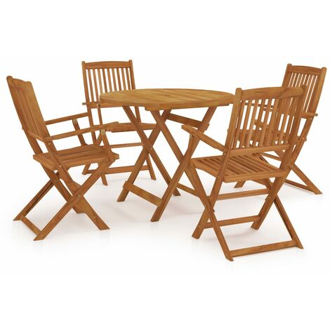 5 pcs Meuble de Jardin Bois d'Acacia Pliable Rond/Carré d'Extérieur vidaXL