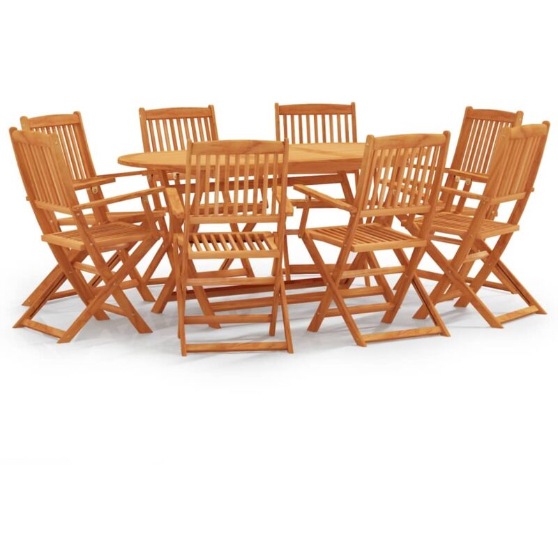 Ensemble à manger d'extérieur pliable 9 pcs Bois d'eucalyptus Vidaxl