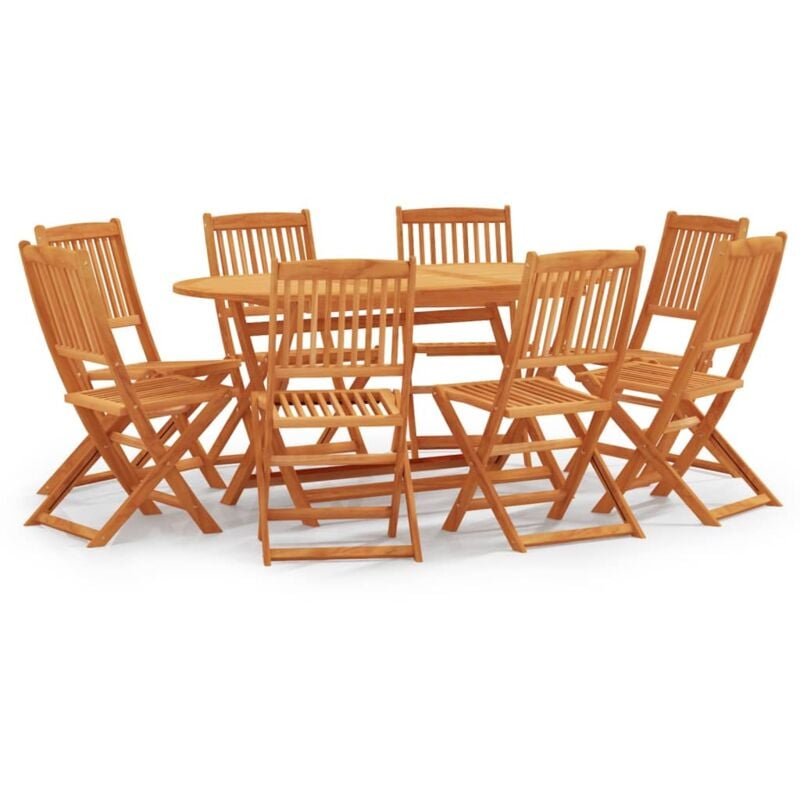 vidaXL Ensemble à manger d'extérieur pliable 9 pcs Bois d'eucalyptus