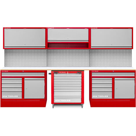 Mobilier d'atelier 3,3 m avec servante d'atelier MW Tools PRACO355W