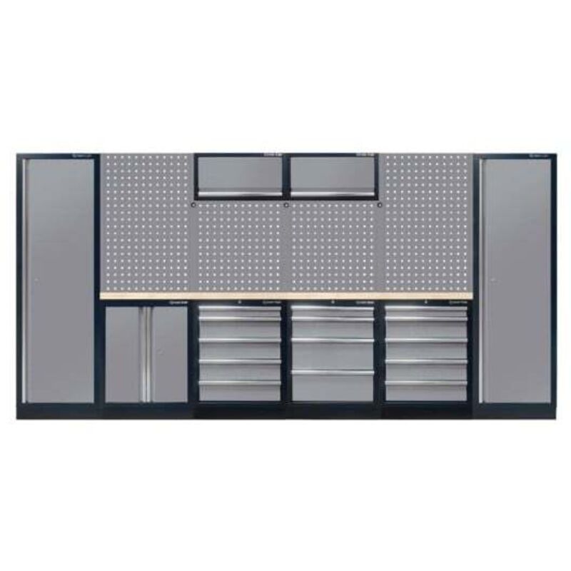 King Tony - Mobilier d'atelier complet (noir/gris/bois) - 19 pièces