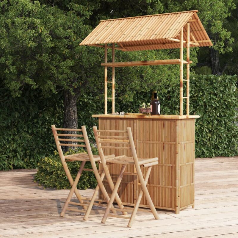 Mobilier de bar 3 pcs Bambou Vidaxl