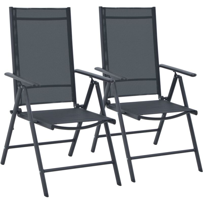Mobilier de bistro 3 pcs Aluminium et textilène Noir Mobilier de bistro 3 pcs Aluminium et textilène Noir