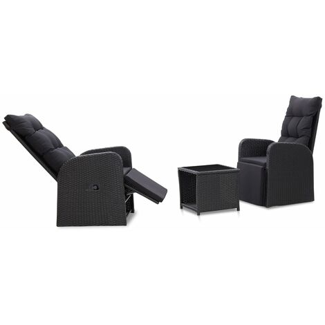Mobilier de bistro 3 pcs avec coussins Résine tressée Noir vidaXL - Noir