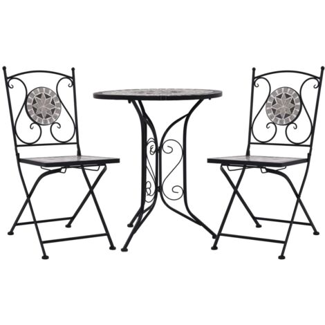 Mobilier de bistro 3 pcs mosaïque Carreaux céramiques Gris  vidaXL
