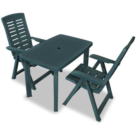 Mobilier de bistro 3 pcs Plastique Vert 2