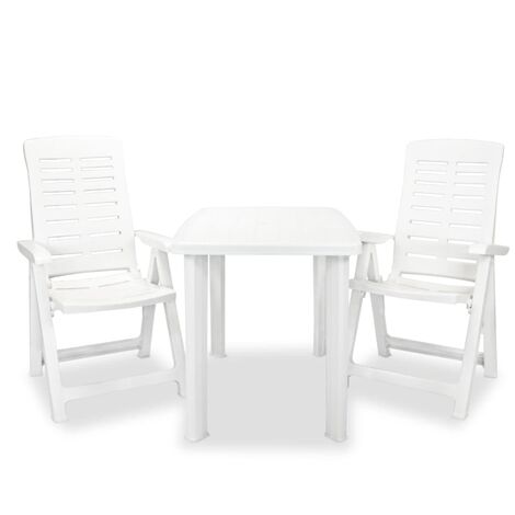 Mobilier de bistro 3 pièces plastique blanc