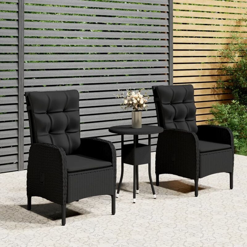 Vidaxl - Mobilier de bistro de jardin 3 pcs Résine tressée Noir