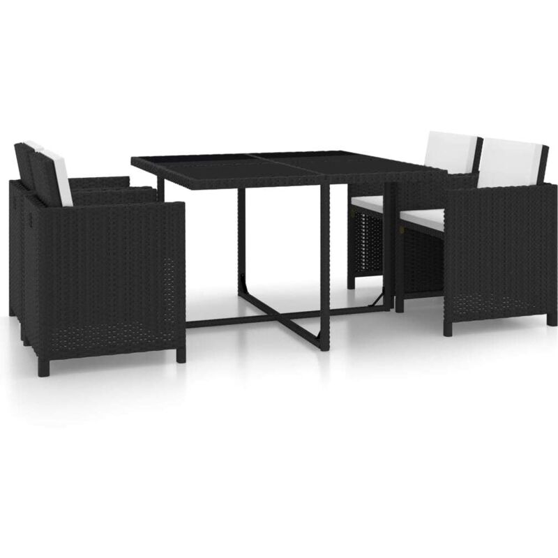 Vidaxl - Salon de jardin encastrable 5 pcs et coussins Rotin Noir