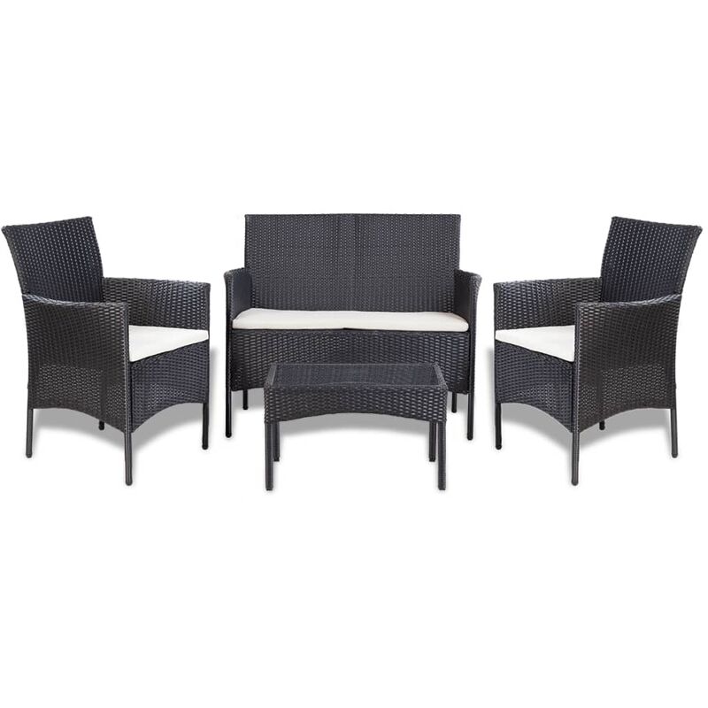 Salon de terrasse ou de terrasse avec 3 fauteuils élégants et différentes tableaux de couleurs couleur : Noir
