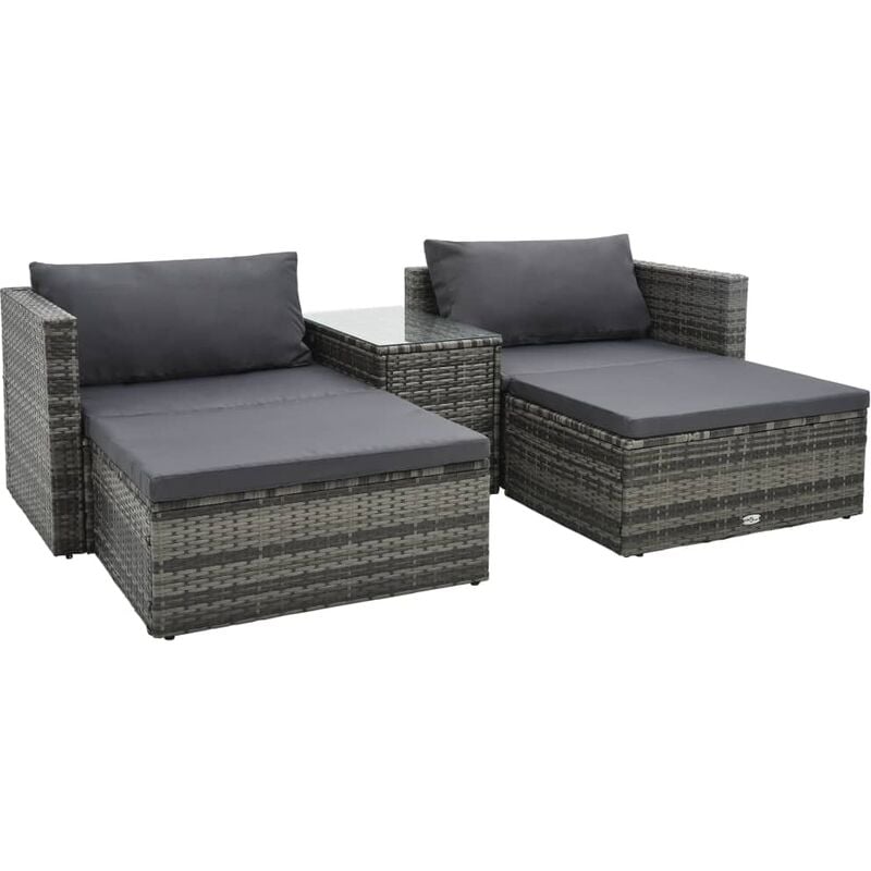 Vidaxl - Salon de jardin 5 pcs avec coussins Résine tressée Gris