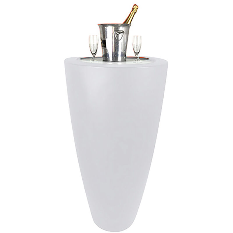 Plast'up Rotomoulage - Pot conique 3 en 1pot de fleurs- mange debout-seau a champagne dessus inox-BLANC-121.0000cm - blanc